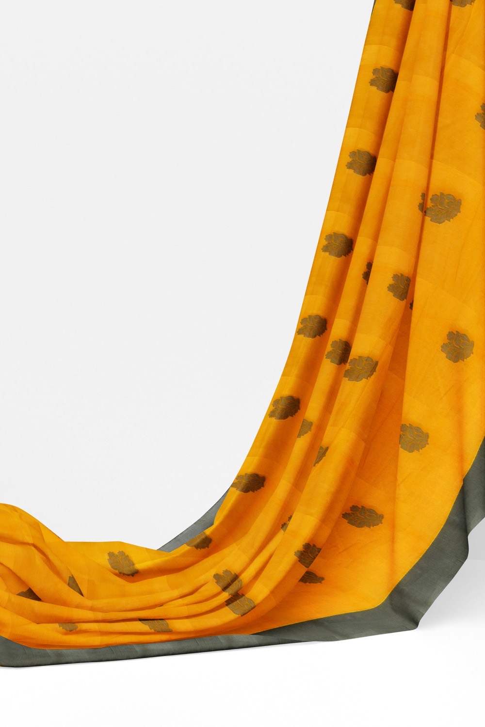 sri kumaran stores pure cotton saree mango yellow saree with grey border 3