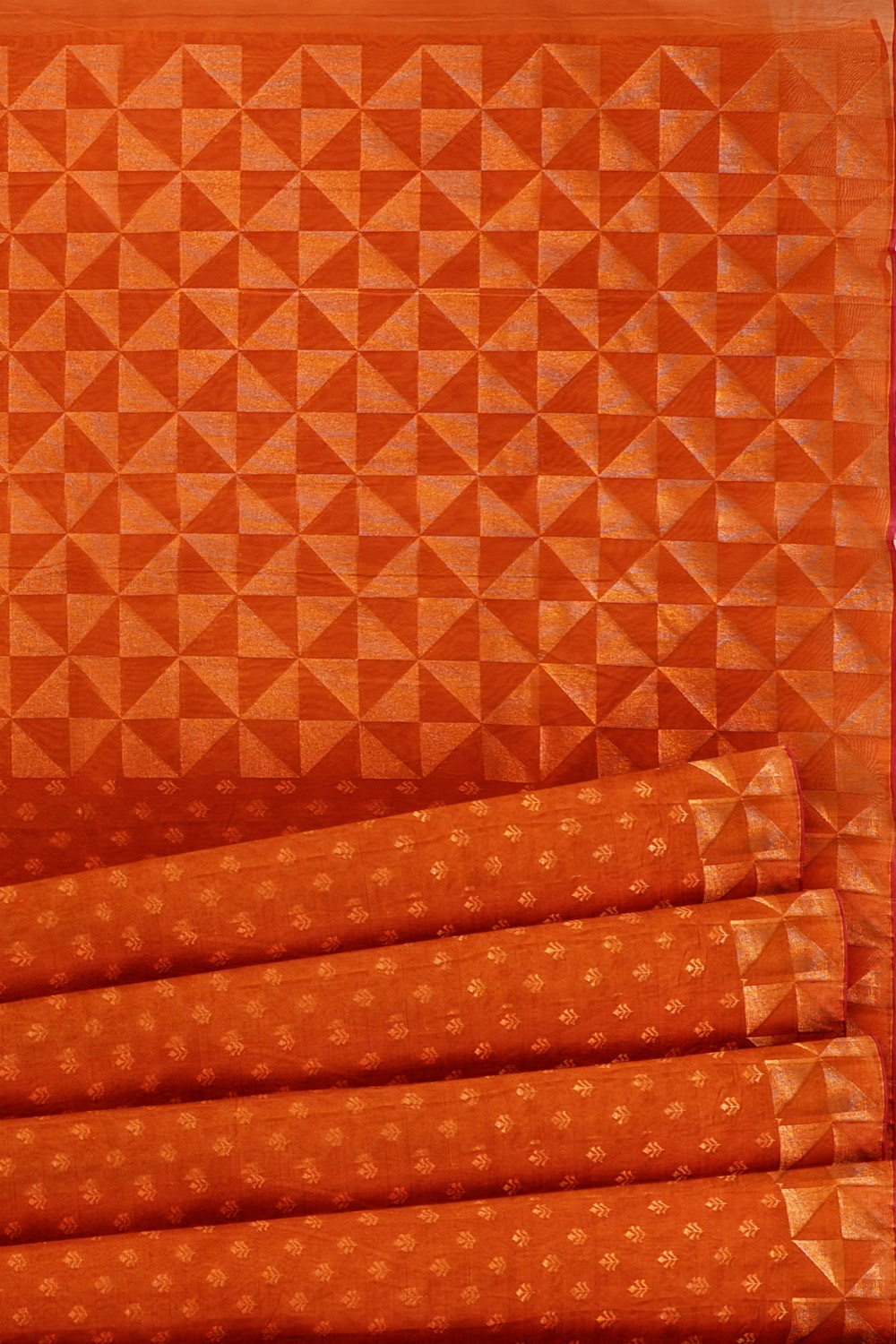 sri kumaran stores pure cotton saree marmalade color saree with golden zari border and pallu 5