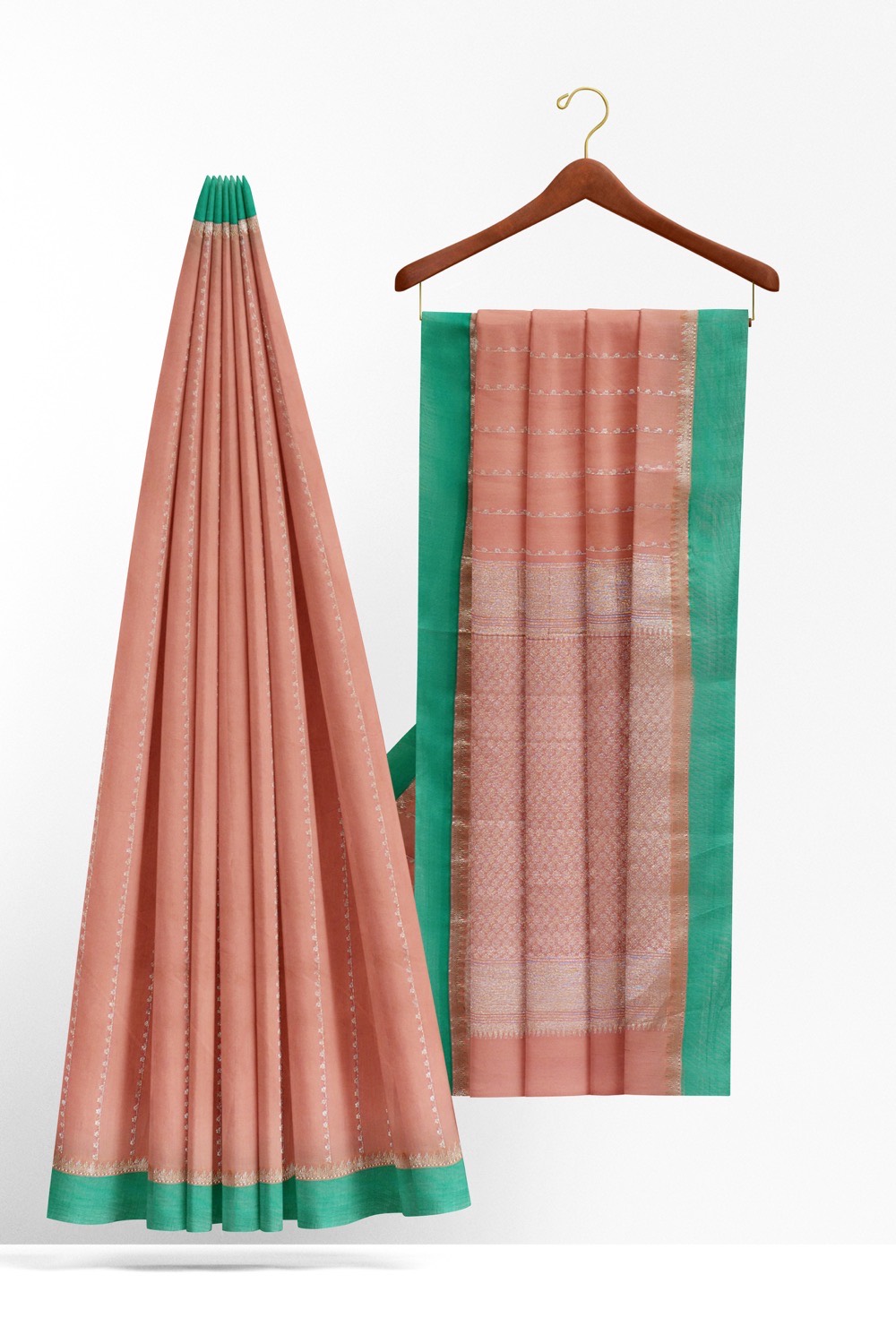 sri kumaran stores pure cotton saree pastel pink saree with deep sky blue border 2