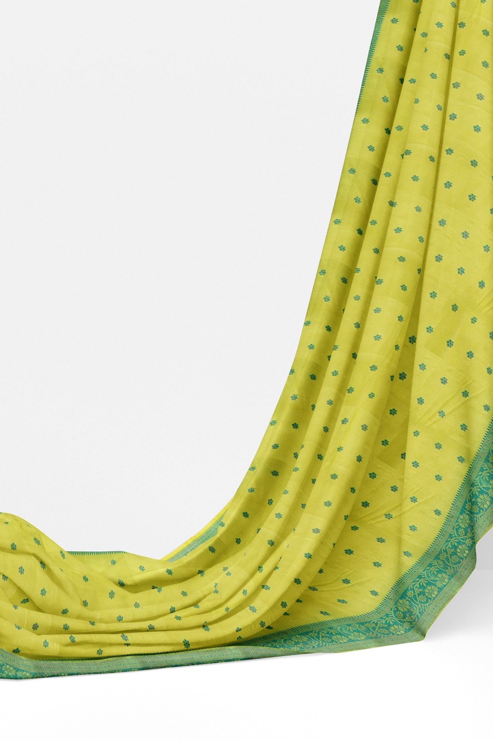 sri kumaran stores pure cotton saree pear green saree with teal blue border 3