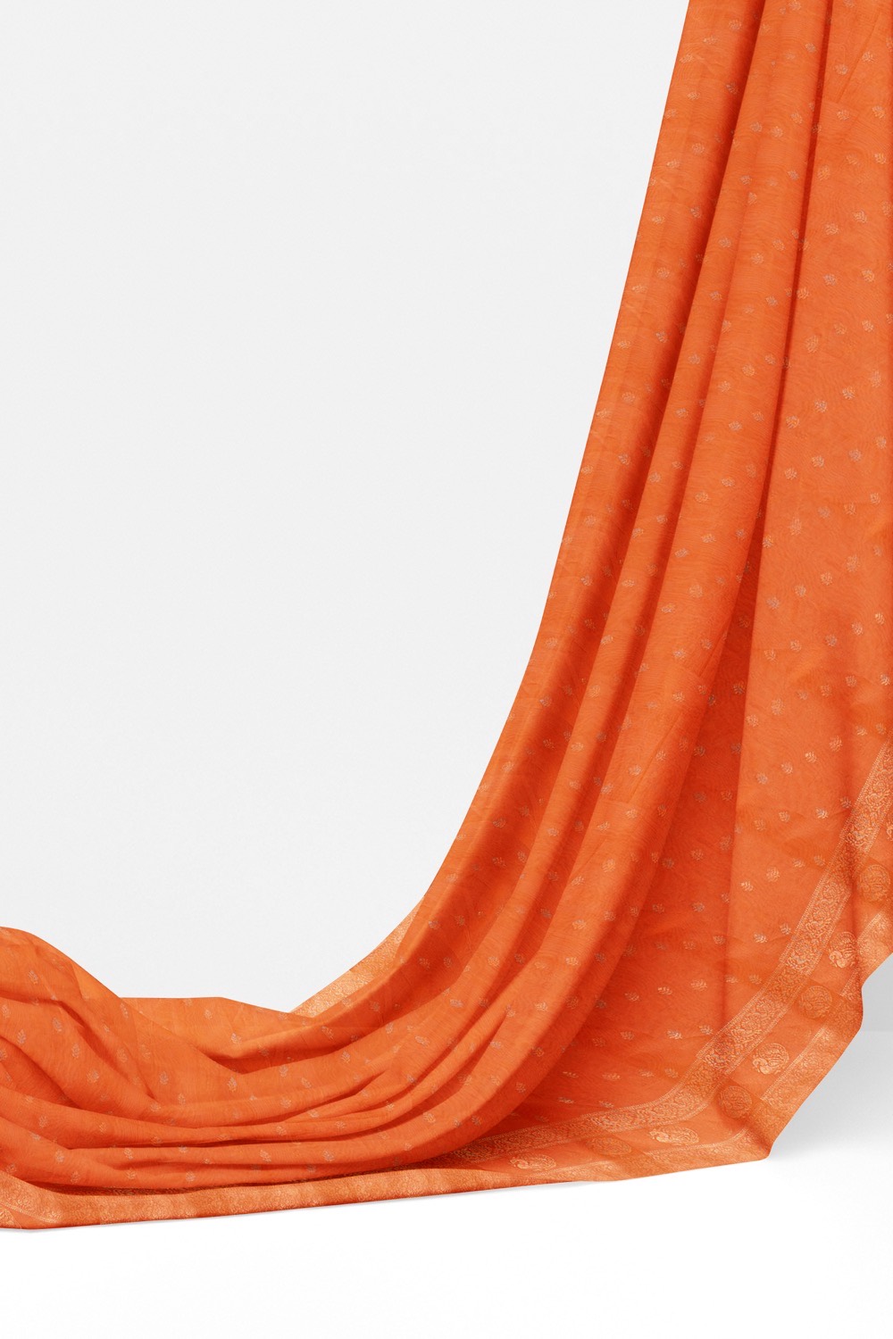 sri kumaran stores pure cotton saree pumpkin orange saree with thin pink border 3