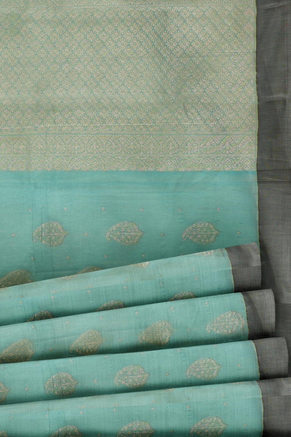 sri kumaran stores pure cotton saree sky blue saree with dark grey border 5