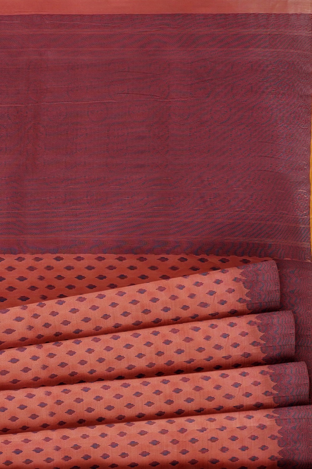 sri kumaran stores pure cotton saree warm pastel pink saree with magenta border and pallu 5