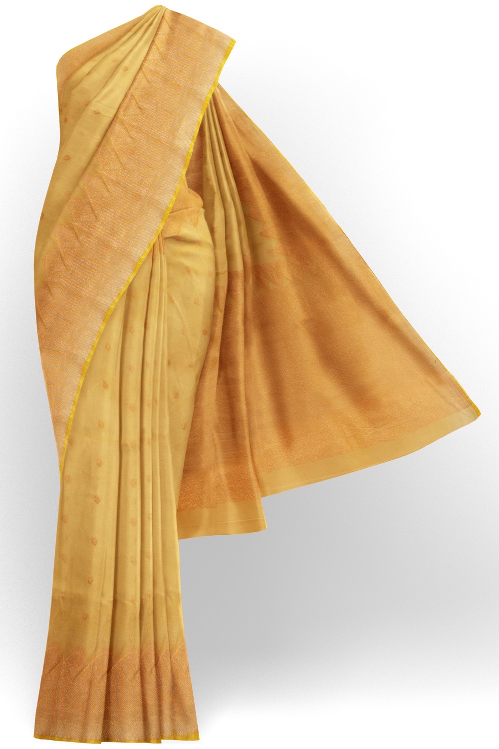 sri kumaran stores pure cotton saree wheat color saree with copper zari border and pallu 1