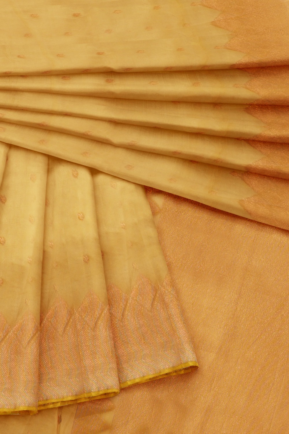 sri kumaran stores pure cotton saree wheat color saree with copper zari border and pallu 4