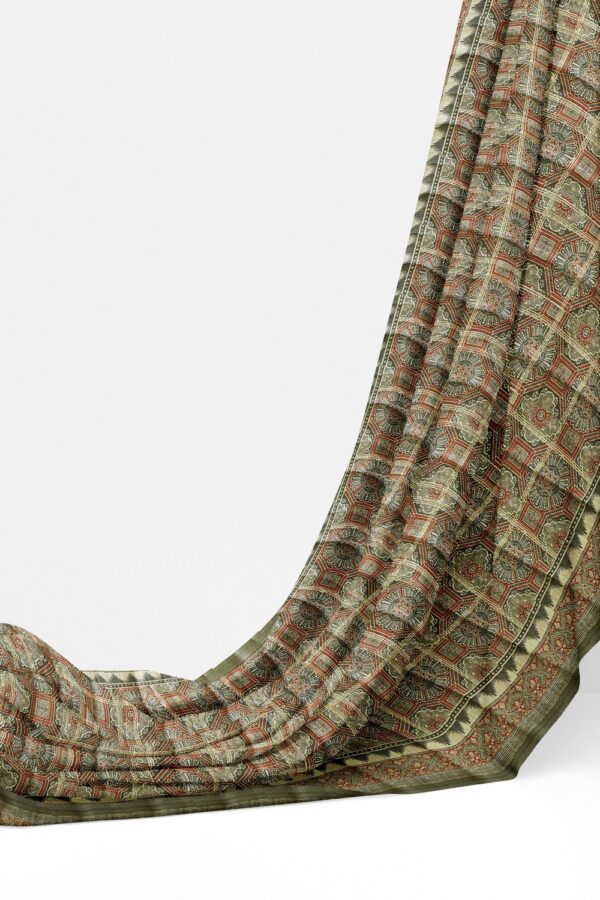 sri kumaran stores chentheri printed saree ash and brick red color intricate design saree 3