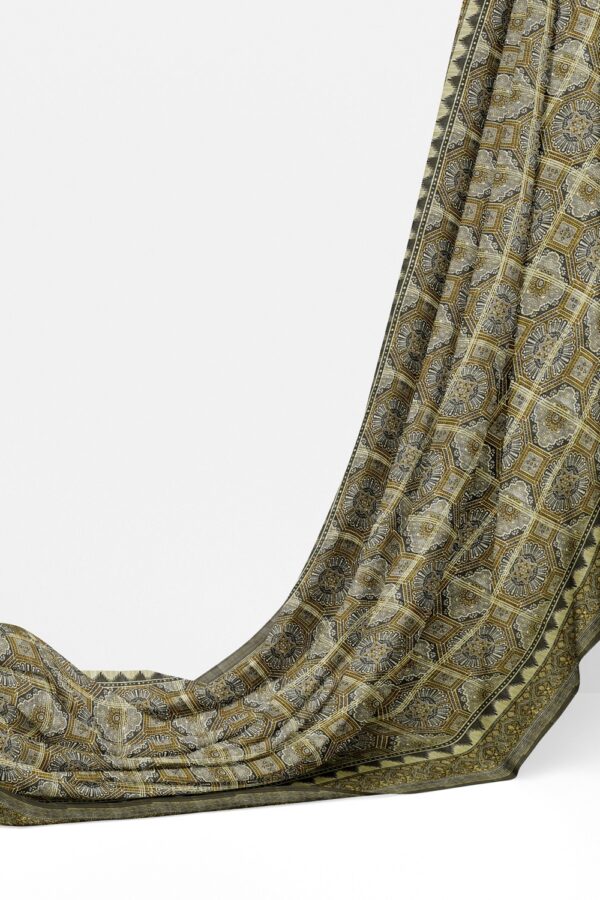 sri kumaran stores chentheri printed saree ash and pickle green intricate design saree 3