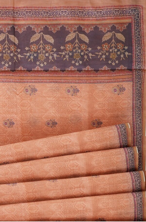 sri kumaran stores chentheri printed saree flamingo pink saree with light purple border 5