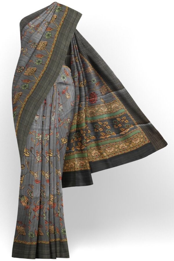 sri kumaran stores chentheri printed saree floral design printed pigeon color saree 1