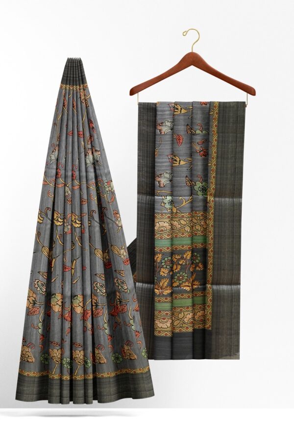 sri kumaran stores chentheri printed saree floral design printed pigeon color saree 2