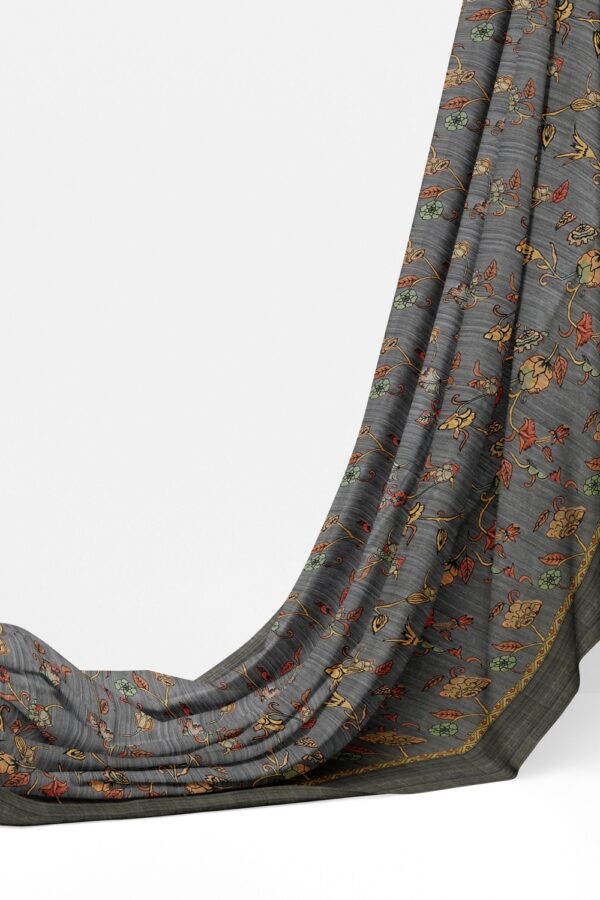 sri kumaran stores chentheri printed saree floral design printed pigeon color saree 3