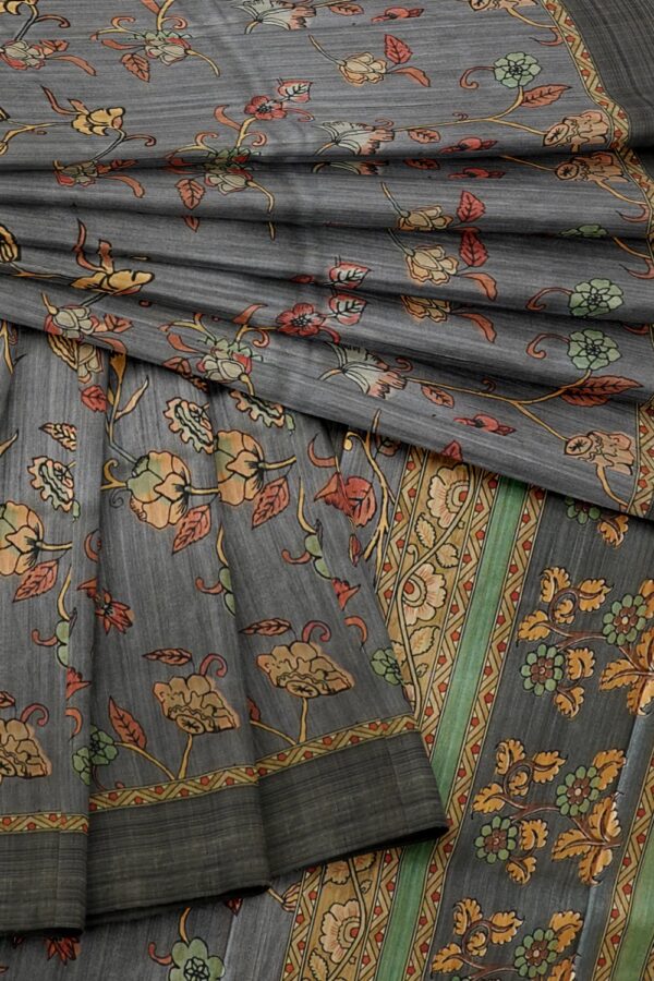 sri kumaran stores chentheri printed saree floral design printed pigeon color saree 4