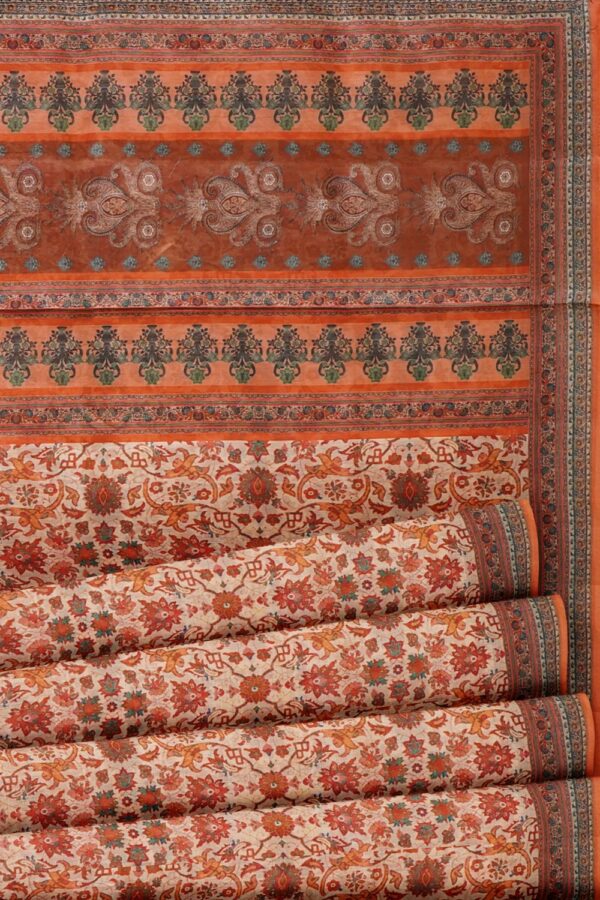 sri kumaran stores chentheri printed saree light orange and peach color floral printed saree 5