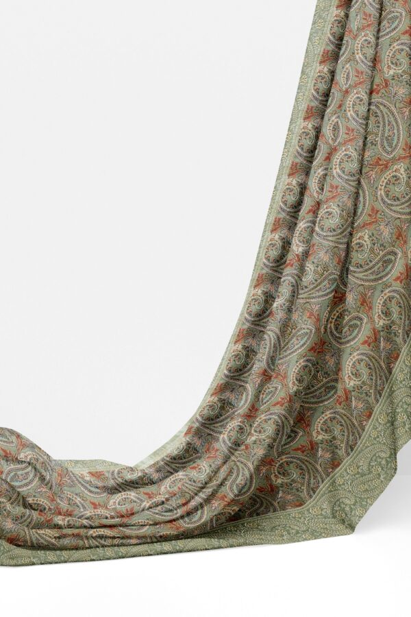 sri kumaran stores chentheri printed saree slate blue mango motif design saree with thread work border 3