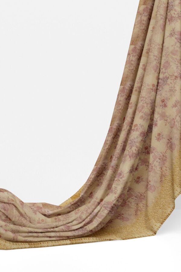 sri kumaran stores organza saree floral design peach color saree with thread work border 3