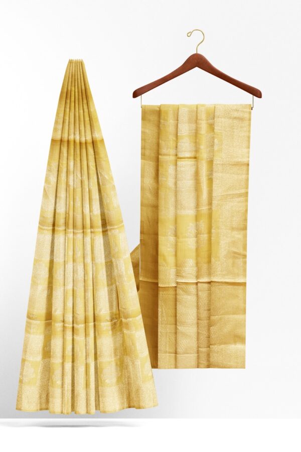 sri kumaran stores organza saree lemon yellow saree with full zari work 2
