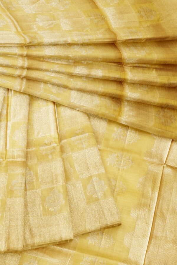 sri kumaran stores organza saree lemon yellow saree with full zari work 4