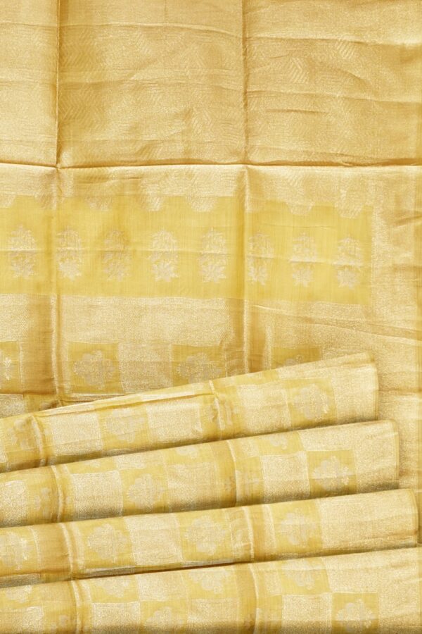 sri kumaran stores organza saree lemon yellow saree with full zari work 5
