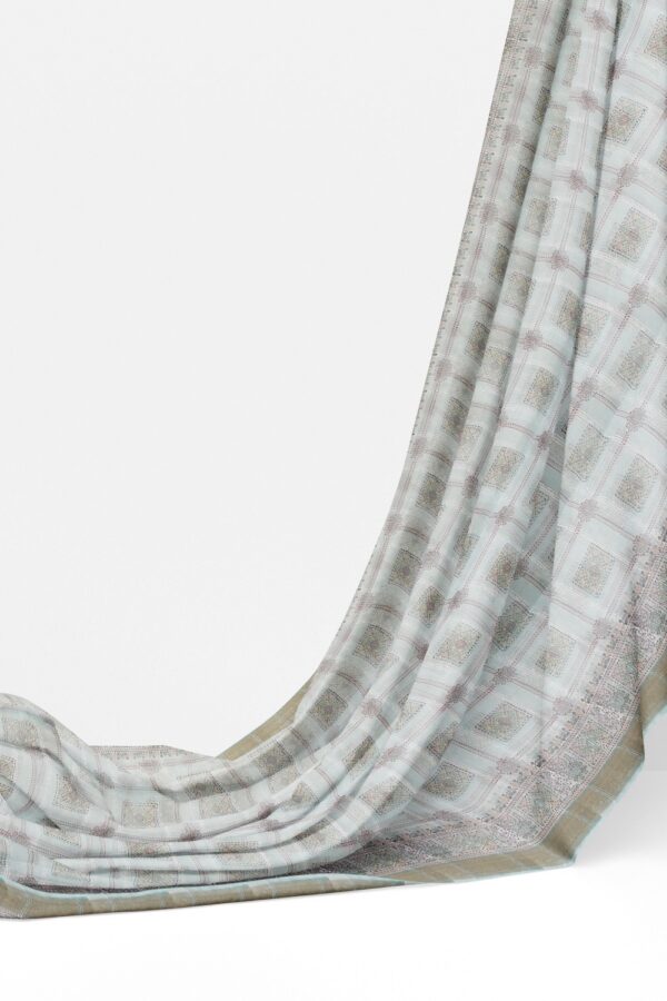 sri kumaran stores organza saree pale sky blue saree with sky blue border and pallu 3