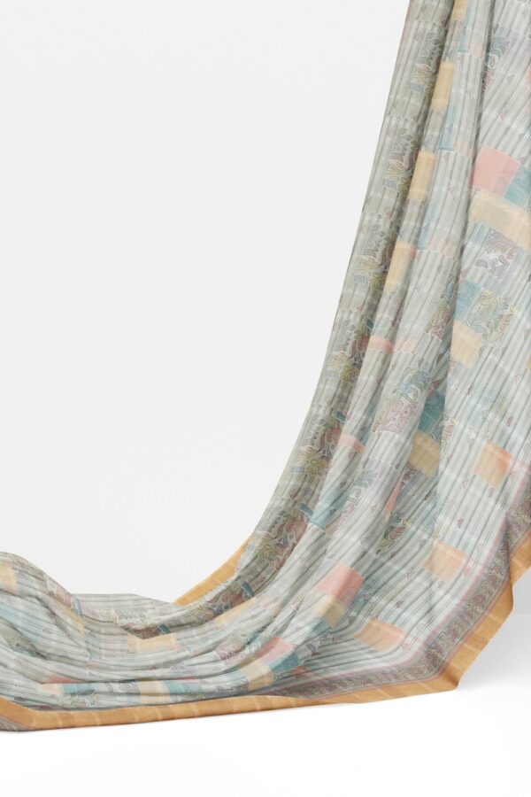 sri kumaran stores organza saree pastel color saree with zari border and pallu 3
