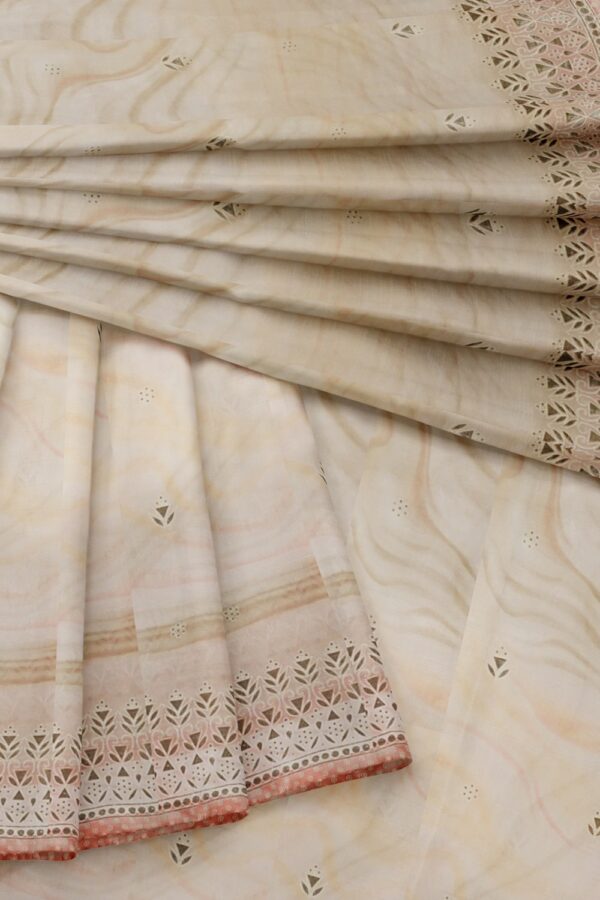 sri kumaran stores organza saree salt white saree with lemonade pink border 4