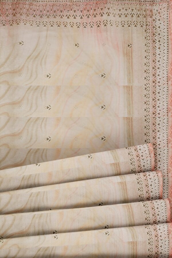 sri kumaran stores organza saree salt white saree with lemonade pink border 5