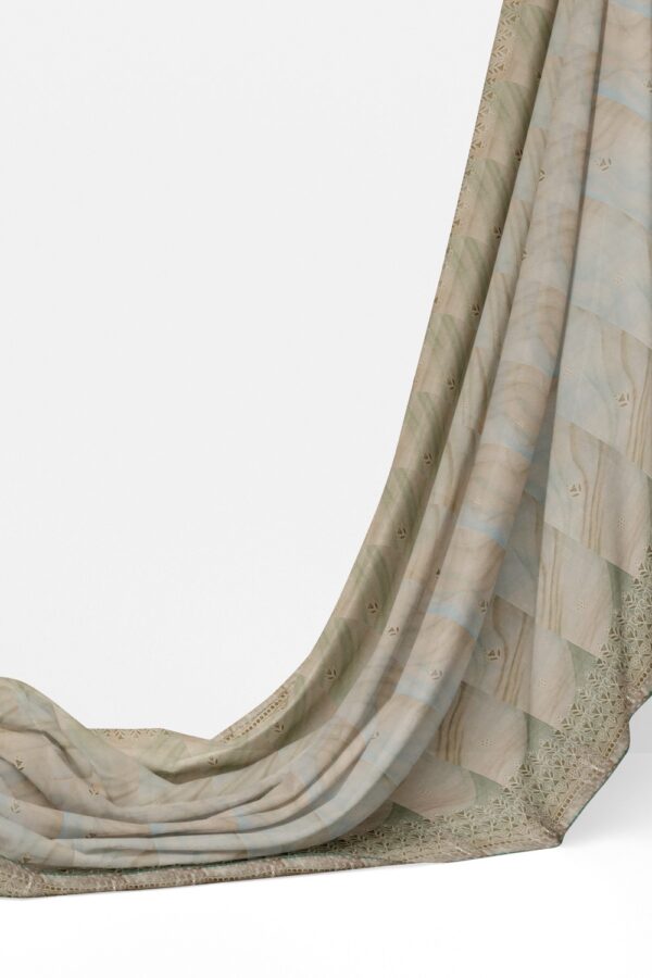 sri kumaran stores organza saree sky blue green and abalone color saree with printed border and pallu 3