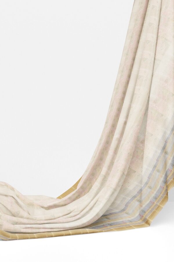 sri kumaran stores organza saree snow white saree with zari border and pallu 3