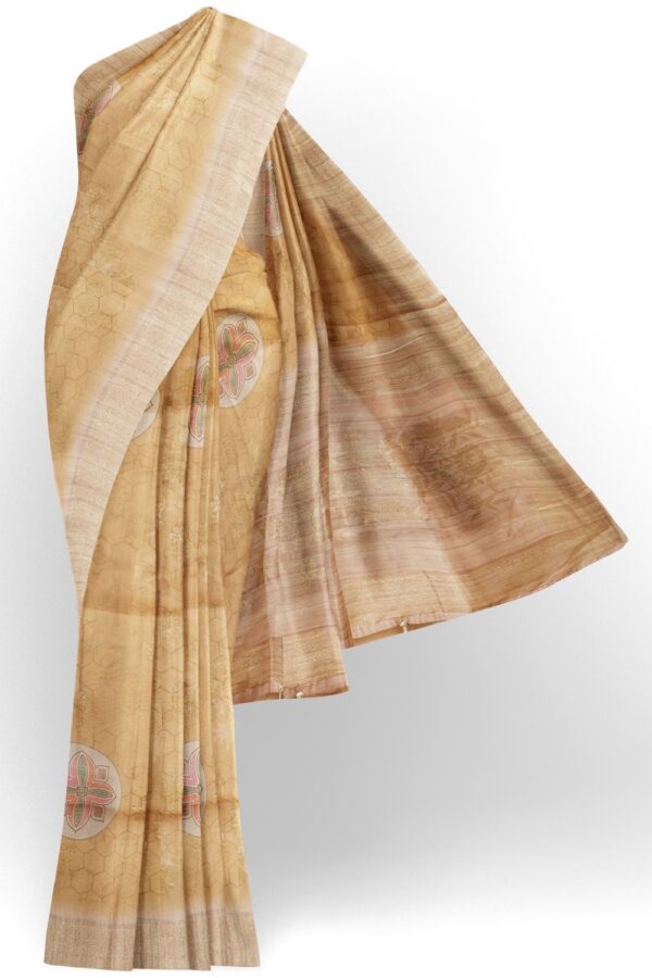 sri kumaran stores organza saree tan color saree with bisque color border 1