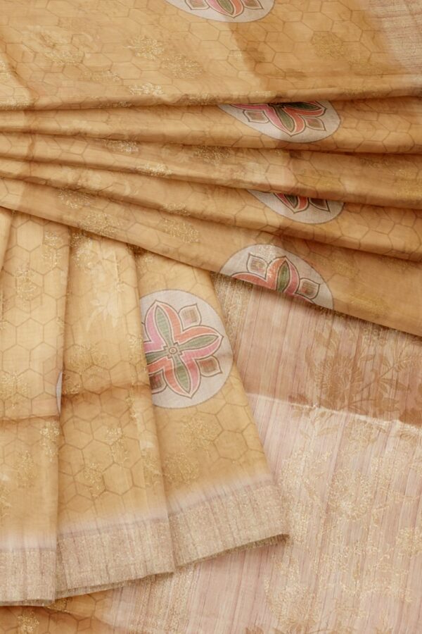 sri kumaran stores organza saree tan color saree with bisque color border 4
