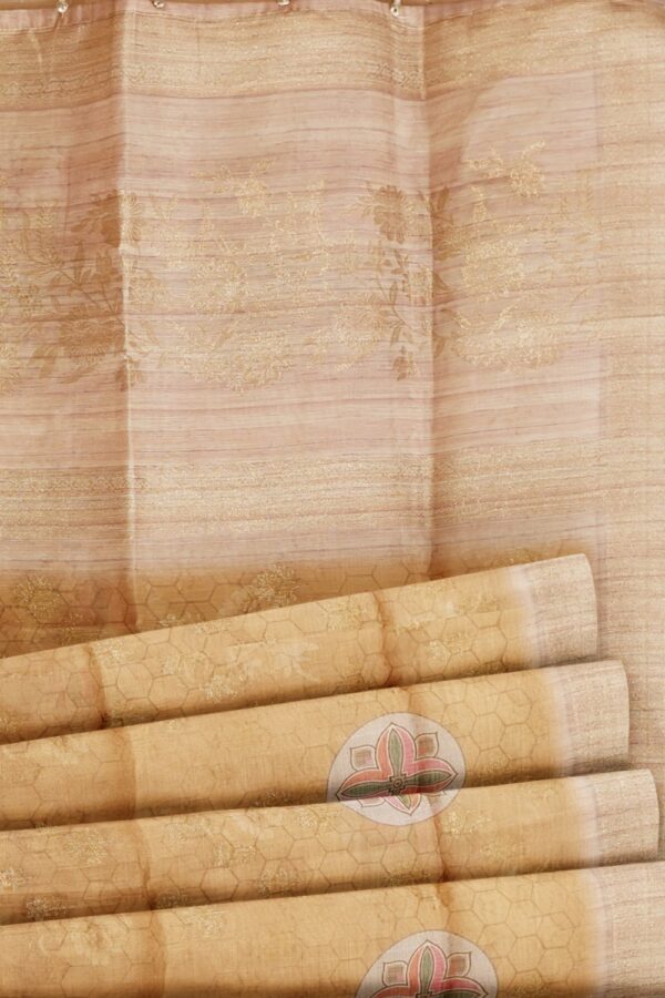 sri kumaran stores organza saree tan color saree with bisque color border 5