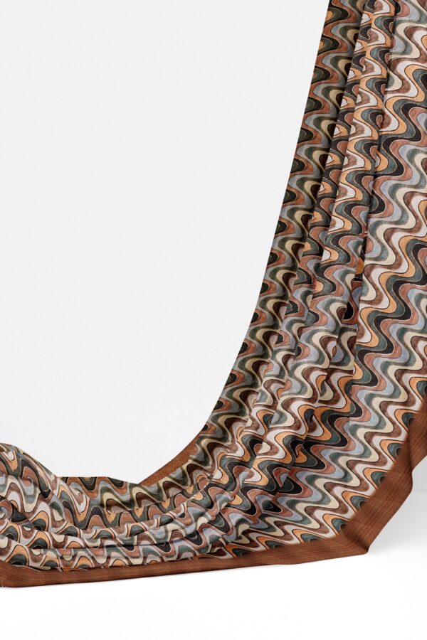 sri kumaran stores organza saree wavy pattern saree with light brown border 3