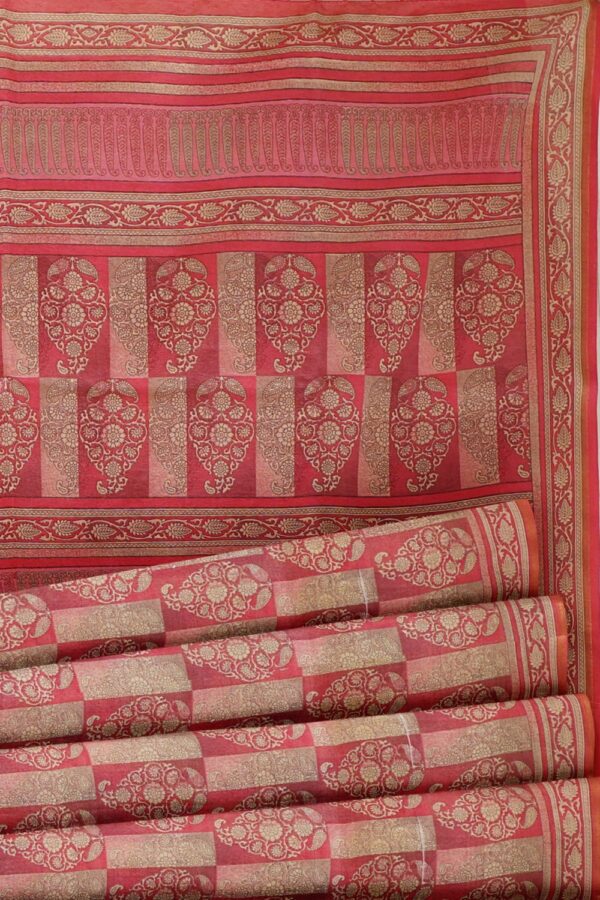 sri kumaran stores pure cotton saree creamy pink printed saree with floral design 5