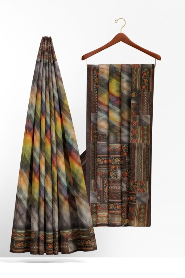sri kumaran stores pure cotton saree multi color saree with flower design border 2