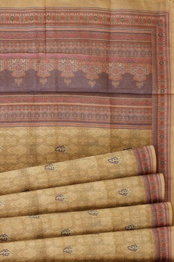 sri kumaran stores pure cotton saree taupe color saree with medium purple border 5