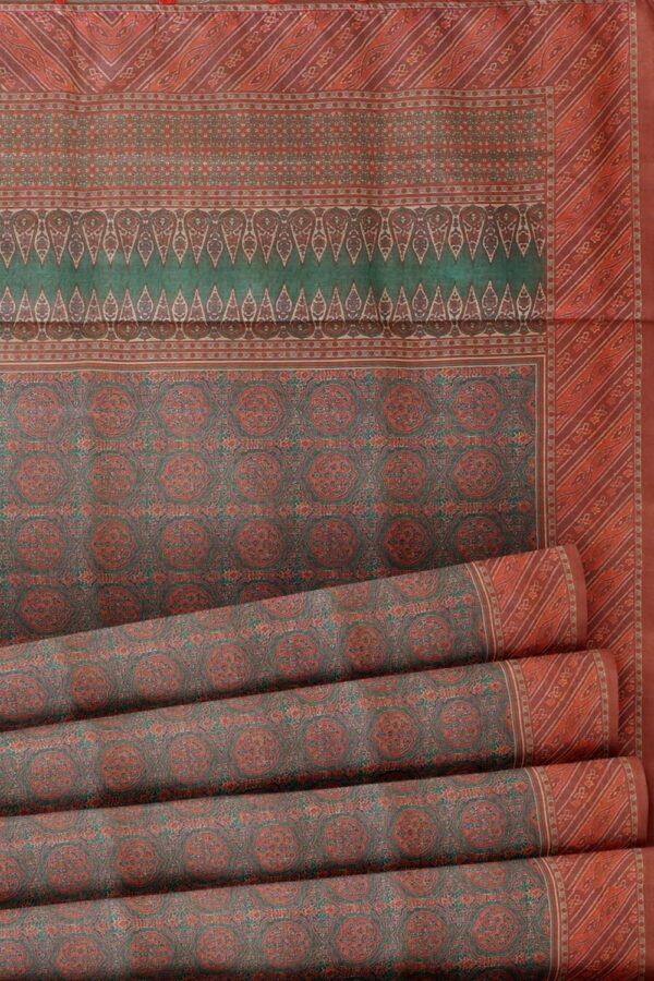 sri kumaran stores pure cotton saree turkish blue with thulian pink printed saree 5