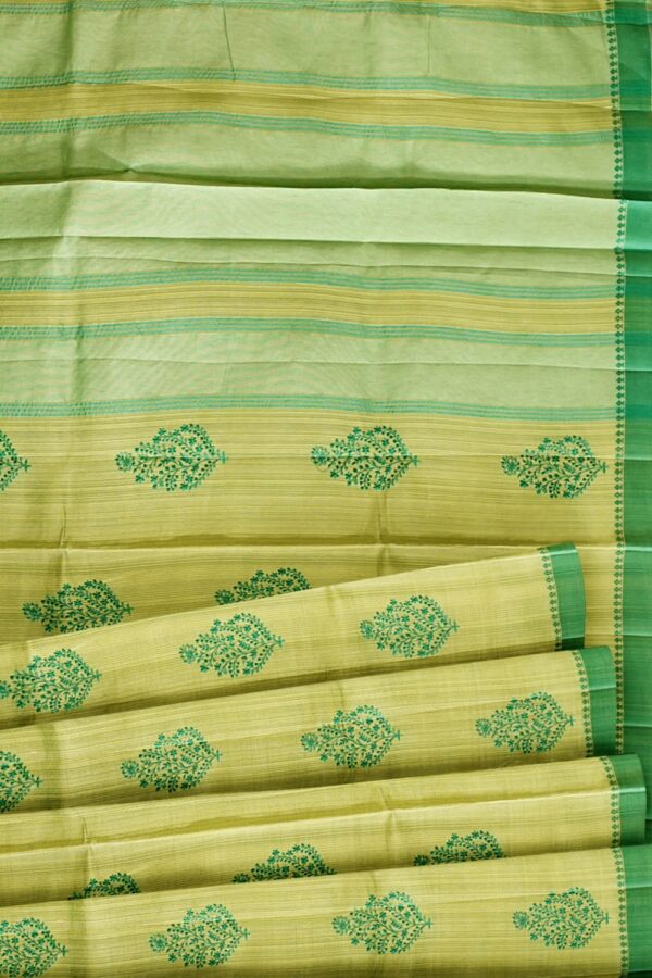 sri kumaran stores raw silk saree apple green saree with leaf green border 5
