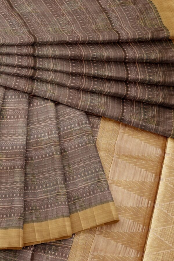 sri kumaran stores raw silk saree ash color saree with tortilla border 4