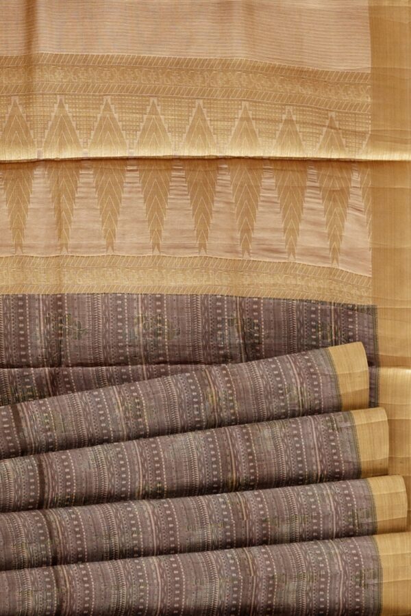 sri kumaran stores raw silk saree ash color saree with tortilla border 5