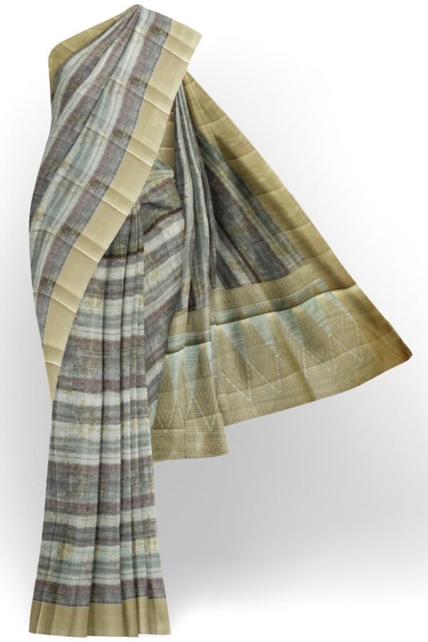 sri kumaran stores raw silk saree different shades brown and gray saree with mink border 1