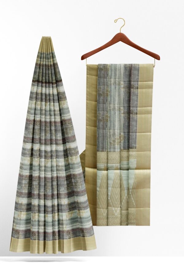 sri kumaran stores raw silk saree different shades brown and gray saree with mink border 2