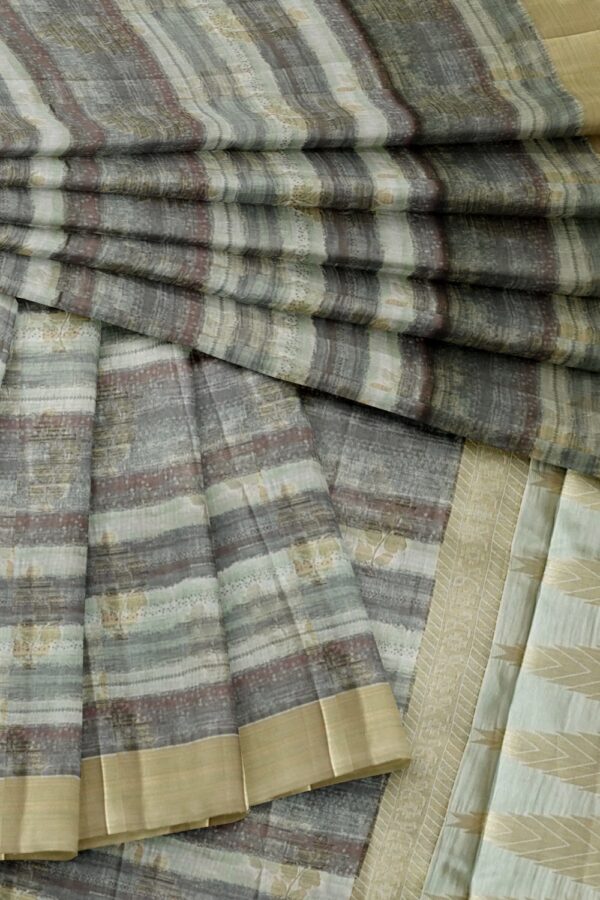 sri kumaran stores raw silk saree different shades brown and gray saree with mink border 4