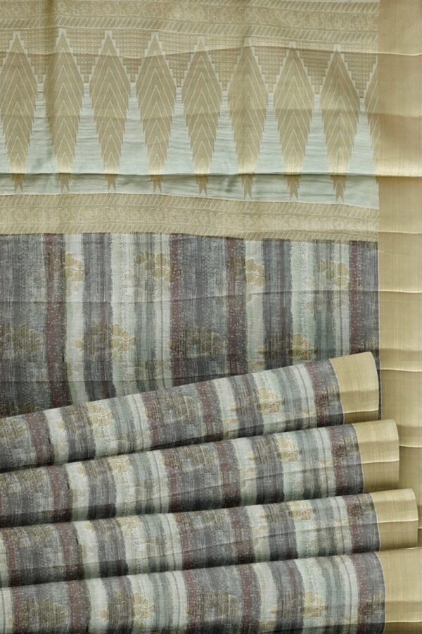 sri kumaran stores raw silk saree different shades brown and gray saree with mink border 5