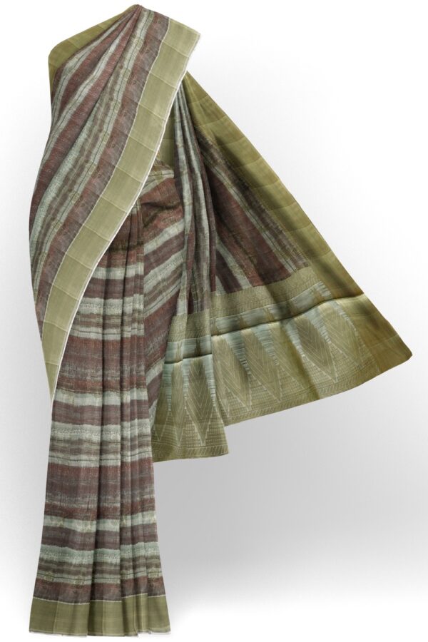 sri kumaran stores raw silk saree different shades of brown with stone gray border 1