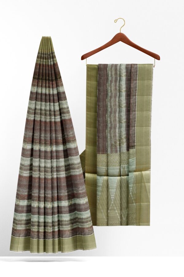 sri kumaran stores raw silk saree different shades of brown with stone gray border 2