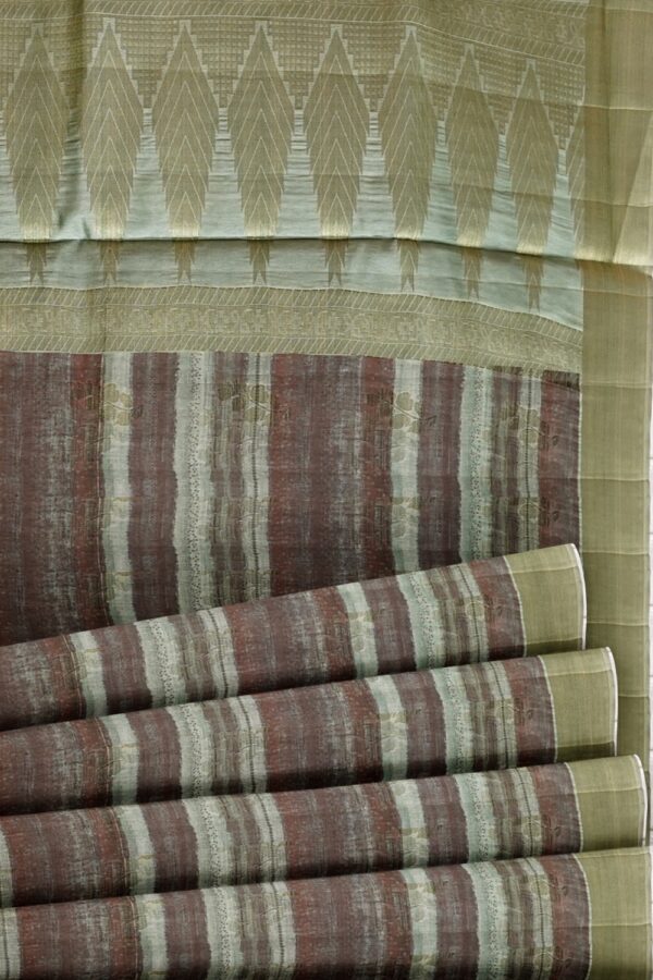 sri kumaran stores raw silk saree different shades of brown with stone gray border 5