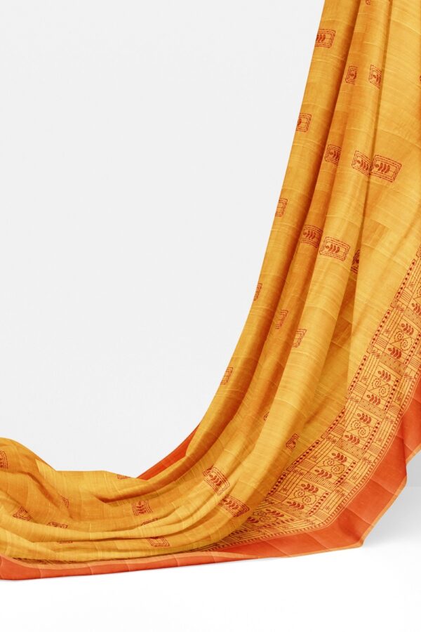 sri kumaran stores raw silk saree dual color golden red saree with tomato red border 3