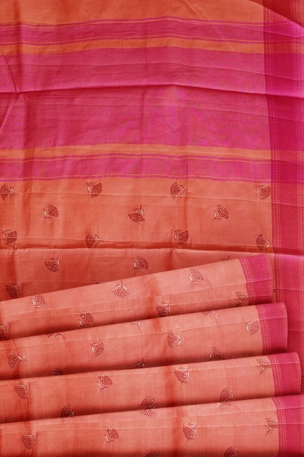 sri kumaran stores raw silk saree dual shade of flamingo and punch pink saree with pink border 5