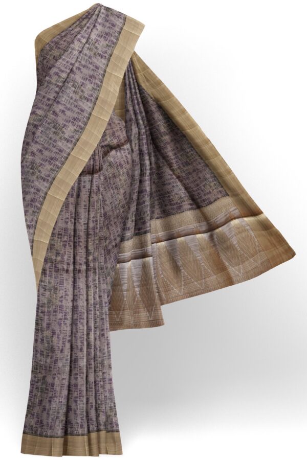 sri kumaran stores raw silk saree dual shade of navy blue and gray saree with thunder border 1