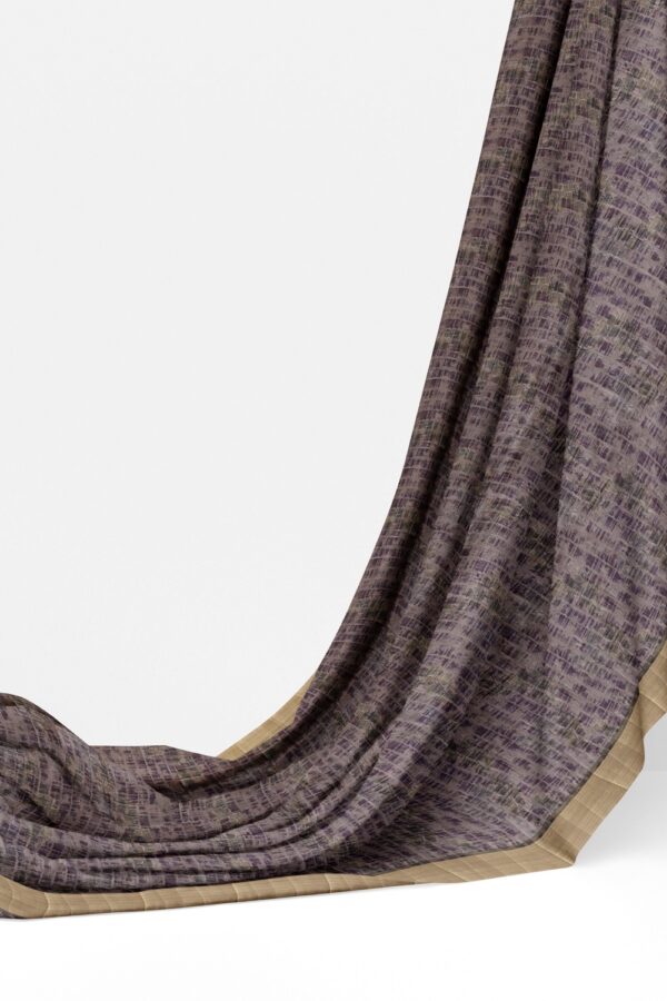 sri kumaran stores raw silk saree dual shade of navy blue and gray saree with thunder border 3